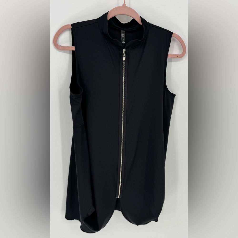 by JJ Women's Zip Front Sleeveless Tunic Blouse